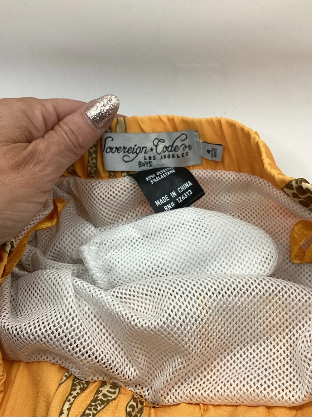 Sovereign Code Orange Giraffe Print Swim Shorts